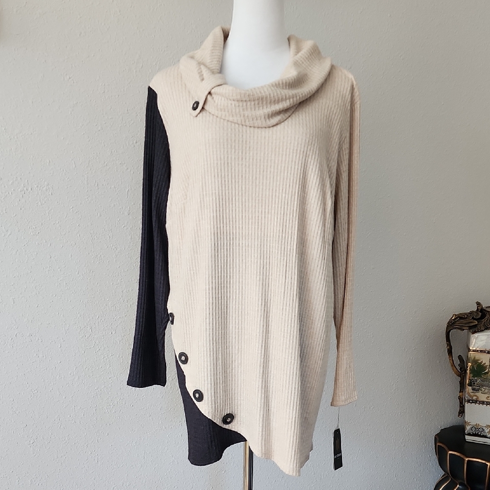 I.N. STUDIO Woman Two-Tone Cowl Neck Sweater